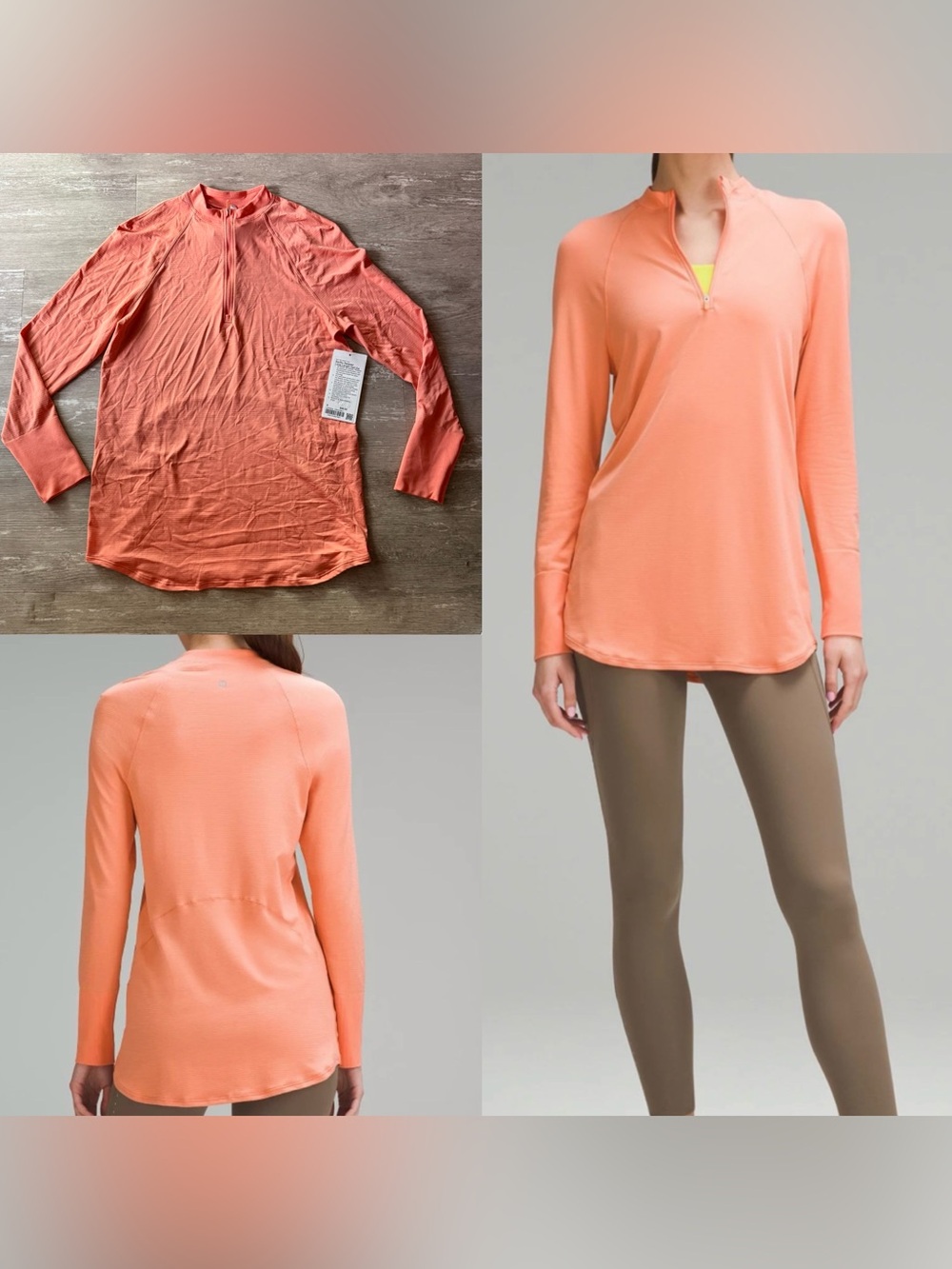 Lululemon Swiftly Relaxed Long-Length Half Zip Coral Kiss orange NEW Womens 8 LS
